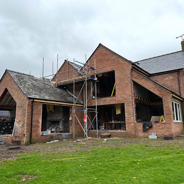 Scaffolding set up at Chester home for rendering